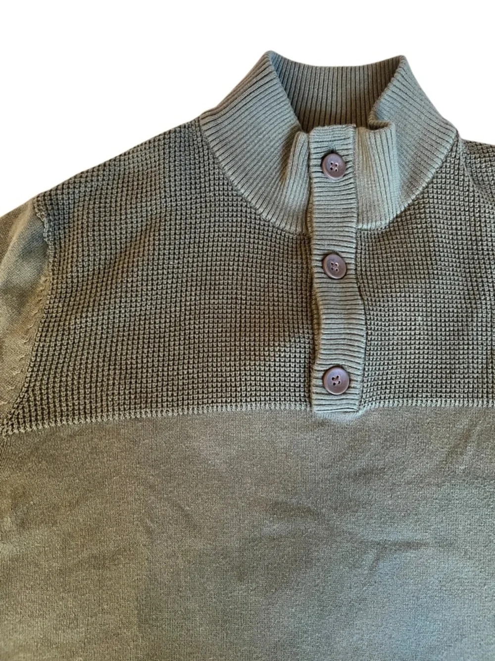 Club Room Men's Olive Button-Neck Mock Sweater Size Medium EUC - Picture 4 of 9